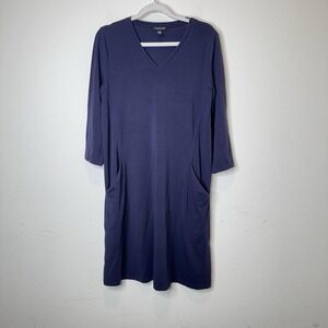 Eileen Fisher Women's Sz XXS V-neck Elbow Sleeve A‎ Line Dress Lagenlook Capsule